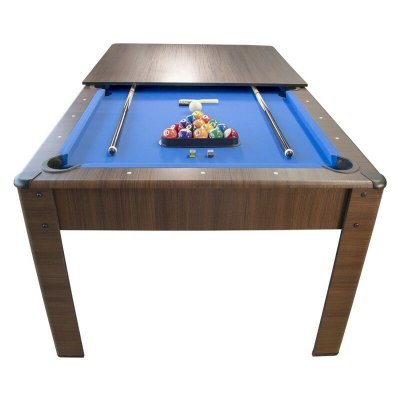 JT2D Table de Billard Am&eacute;ricain AMBIANCE 7Ft - Couleur Ch&ecirc;ne et Tapis Bleu
