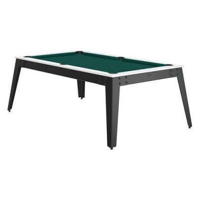 RENE PIERRE Table de billard STEEL blanc pieds gris m&eacute;tal
