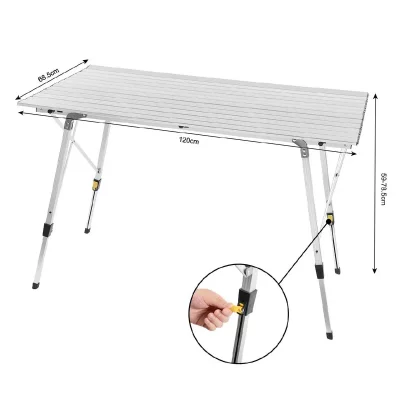 HELLOSHOP26 Table de camping jardin en aluminium avec sac de transport pour 4-6 personnes  19_0000936 