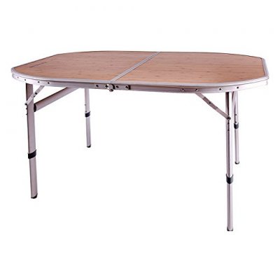 KINGCAMP Table de camping pliable avec poign&eacute;e de transport - - Forme arrondie