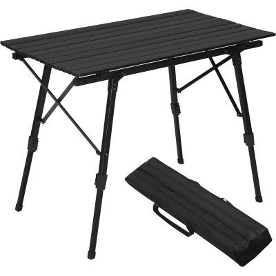 WOLTU Table de camping pliante. Pliable en aluminum. Table de randonn&eacute;e voyage. R&eacute;glable en hauteur. Noir