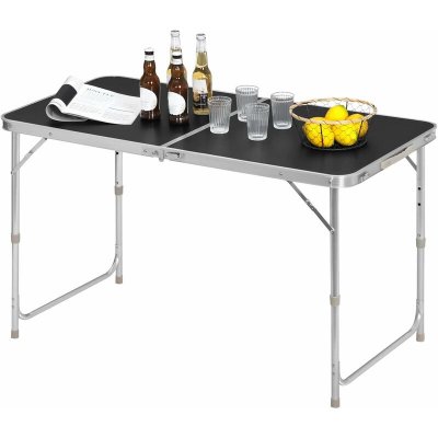 WOLTU Table de camping pliante.table de jardin.table de travail.r&eacute;glable en hauteur en aluminium mdf.noir