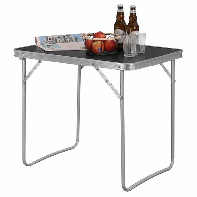WOLTU Table de camping,Table Pliante en Aluminium et MDF,Table de Pique-Niqu Pliable,70x60x50cm, Noir