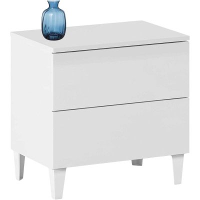 Table de chevet 2 tiroirs bois blanc ilona l 50 cm FOCOM7832BO