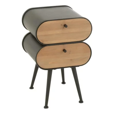 Table de Chevet 2 Tiroirs ""Courchevel"" 61cm Noir