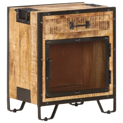 Table De Chevet 43x30x51 Cm Bois De Manguier Massif Brut Vidaxl