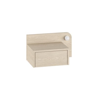 Table de chevet avec ampoule en bois ""Dotta"" - 52 x 30 x 28 cm - Beige