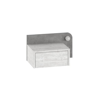 Table de chevet avec ampoule en bois ""Dotta"" - 52 x 30 x 28 cm - Gris