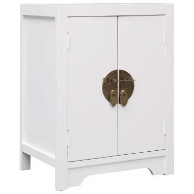 Table de chevet Blanc 38 x 28 x 52 cm Bois de Paulownia vidaXL - Blanc