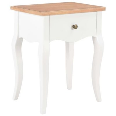 Table De Chevet Blanc Et Marron 40x30x50 Cm Bois De Pin Massif Vidaxl
