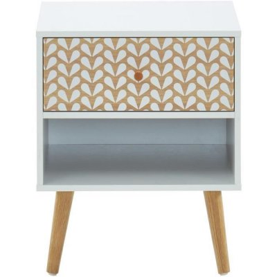 Table de chevet capucine blanc et effet ch&ecirc;ne 1 tiroir 40cm - Bois