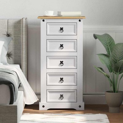 Table De Chevet Corona Blanc 53 X 39 X 103 Cm Pin Massif Vidaxl