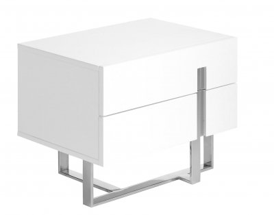 Table de chevet en bois blanc et acier 7003C, 60 x 42 x 45 cm. -