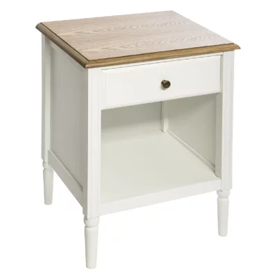 Table de chevet en bois coloris blanc Solen 1 Tiroir Atmosphera Blanc