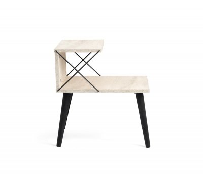 Table de chevet en bois ""Cross"" 50 x 40 x 55 cm - Travertin