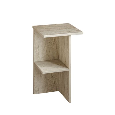 Table de chevet en bois ""Leray"" - 36 x 36 x 60 cm - Travertin