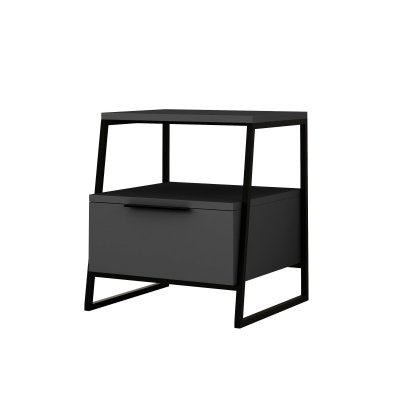 Table De Chevet En Bois ""pal"" - 45 X 40 X 50 Cm - Gris Anthracite