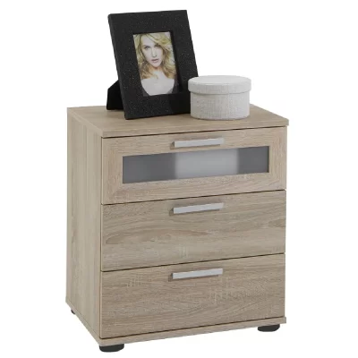 Table de chevet jack &agrave; 3 tiroirs - ch&ecirc;ne brun 428733