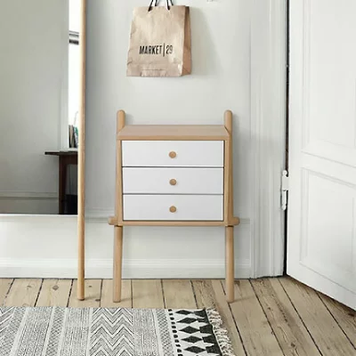 Table De Chevet Murale 3 Tiroirs ""wiru"" 70cm Ch&ecirc;ne & Blanc
