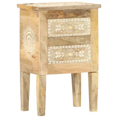 Table De Chevet Peinte &Agrave; La Main 40x30x60 Cm Bois De Manguier Vidaxl