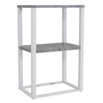 Table de chevet Rise 45x30x68 cm MDF Acier Gris et Blanc