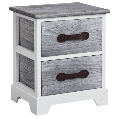 Table de chevet SALERNO, 2 tiroirs, gris blanc