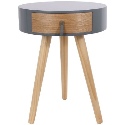 Table de chevet scandinave Nora - Diam. 35 x H. 45 cm - Gris