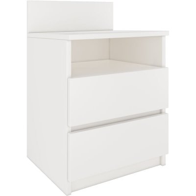 Table de chevet / Table de nuit moderne avec 2 tiroirs et 1 Blanc