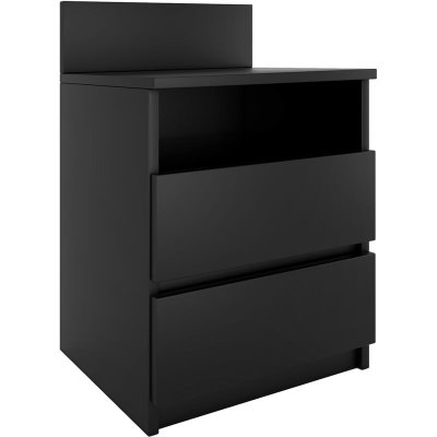 Table de chevet / Table de nuit moderne avec 2 tiroirs et 1 Noir