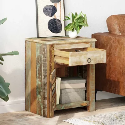 Table de coin avec 1 tiroir et 1 porte bois de r&eacute;cup&eacute;ration