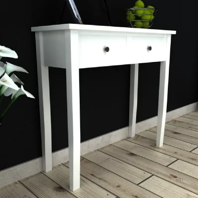 Table de console et coiffeuse avec 2 tiroirs Blanc vidaXL - Blanc