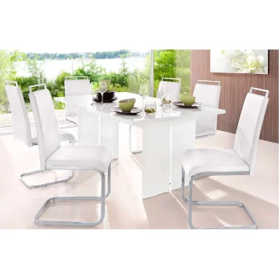 Table de cuisine - DMORA - Gabriele - Rectangulaire - Blanc brillant - 100% Made in Italy