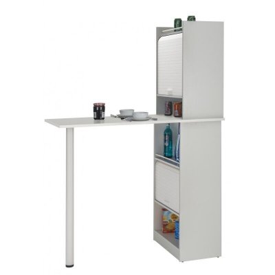 Table de cuisine et 2 Meubles de rangement Blancs - Coloris: Blanc