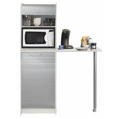 Table de cuisine et meuble de rangement blanc alu SNACK269BLA
