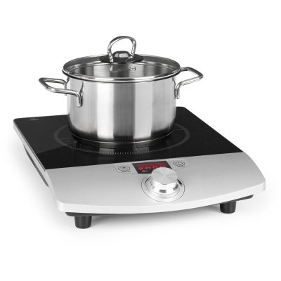 KLARSTEIN Table de cuisson - VariCook Single - Plan de cuisson - 1800W - Affichage LED - Argent/Noir -