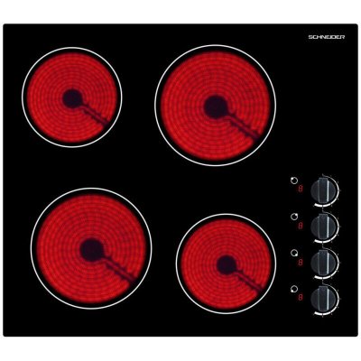 SCHNEIDER Table de cuisson vitroc&eacute;ramique 4 foyers 6000W