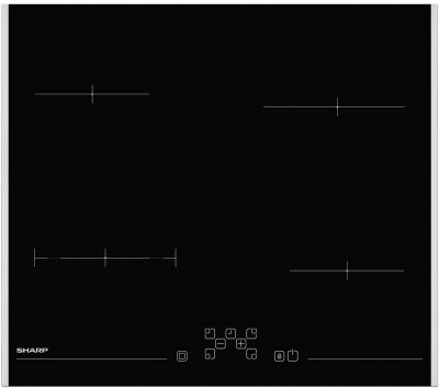 SHARP Table de cuisson vitroc&eacute;ramique 59cm 4 feux 1800w noir KH6V08FT0K