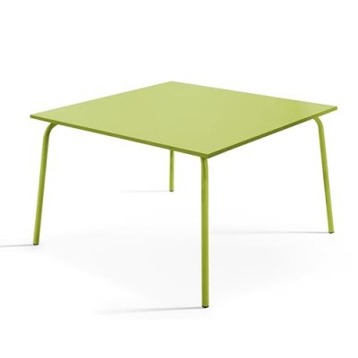 OVIALA Table de jardin - 120 x 120 x 72 cm - Acier - Palavas - Vert