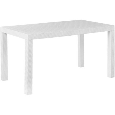 BELIANI Table de jardin 6 personnes en mati&egrave;re synth&eacute;tique blanc