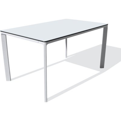 EZPELETA Table de jardin 6 places en aluminium laqu&eacute; et peinture Epoxy blanc