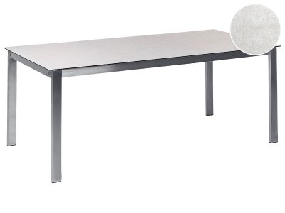 BELIANI Table De Jardin Avec Plateau En Verre 180 X 90 Cm Blanc Cosoleto