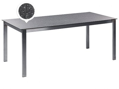 BELIANI Table de jardin avec plateau en verre 180 x 90 cm noir COSOLETO