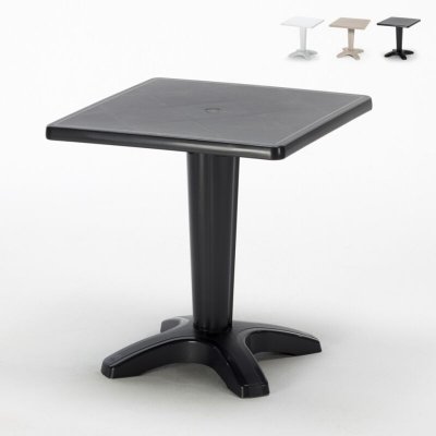 GRAND SOLEIL Table de Jardin bar  Zavor caf&eacute; bar ext&eacute;rieur carr&eacute; polypropyl&egrave;ne 70x70, Couleur: Noir
