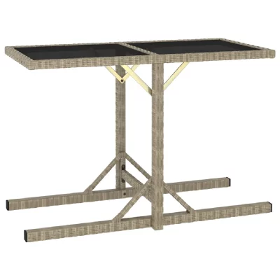 VIDAXL Table de jardin Beige 110x53x72 cm Verre et r&eacute;sine tress&eacute;e