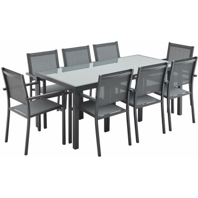 SWEEEK Table de jardin Capua -  - 8 places alu/textil&egrave;ne - Gris anthracite