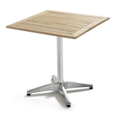 OVIALA Table de jardin carr&eacute;e aluminium et bois (70 x 70 x 70 cm)