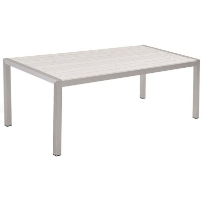 BELIANI Table De Jardin En Aluminium Et Bois Synth&eacute;tique Blanc 180 X 90 Cm Vernio