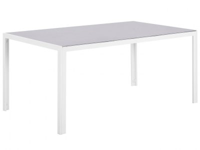 BELIANI Table de jardin en aluminium et verre grise 160 x 90 cm catania 153453