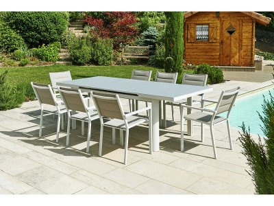 JARDILINE Table de jardin en aluminium extensible Ibiza gris perle 8/10 personnes