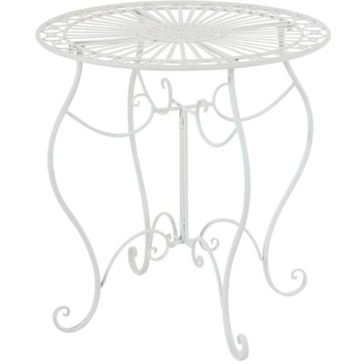 CLP Table de jardin en fer forg&eacute; Indra &Oslash; 70 cm , Blanc